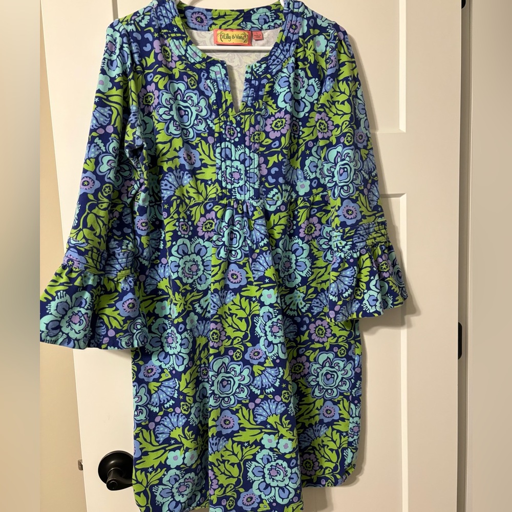 Lilly &‎ Van Woman’s  Dress Size L floral Print Bell Sleeve Tunic